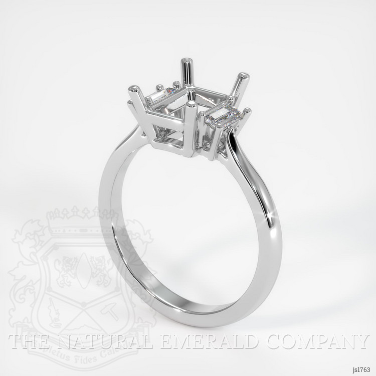 18K White Gold Three Stone Ring Setting