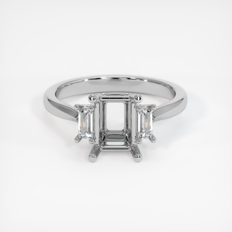 18K White Gold Three Stone Ring Setting
