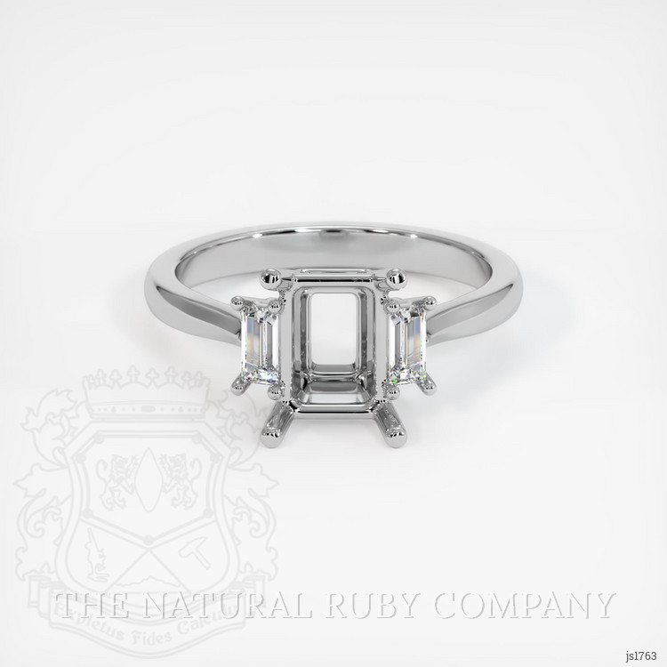 18K White Gold Three Stone Ring Setting