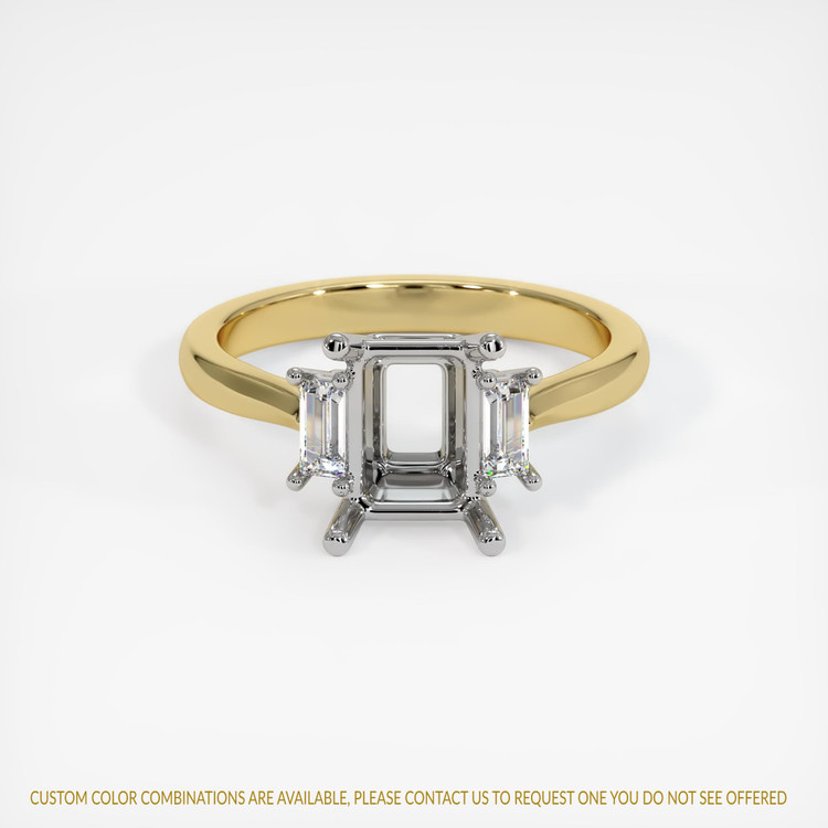14K White & Yellow Three Stone Ring Setting