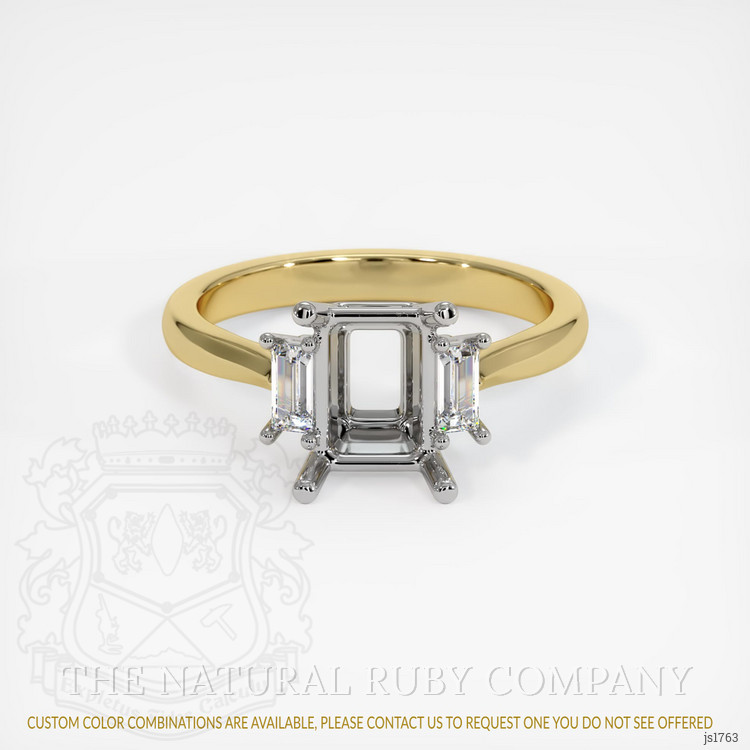 14K White & Yellow Three Stone Ring Setting