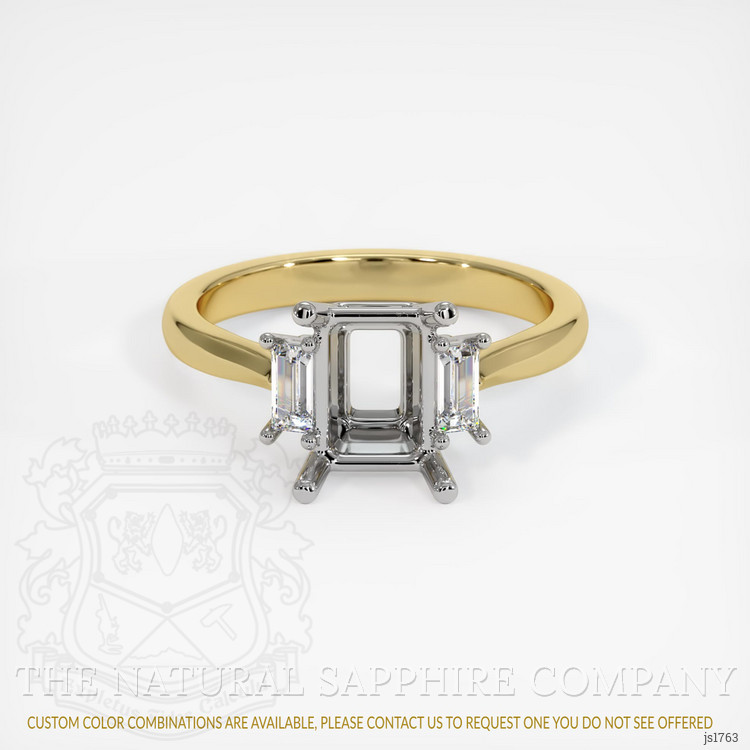 14K White & Yellow Three Stone Ring Setting