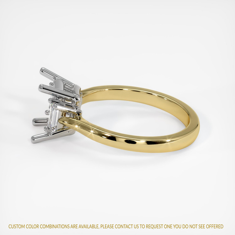 14K White & Yellow Three Stone Ring Setting