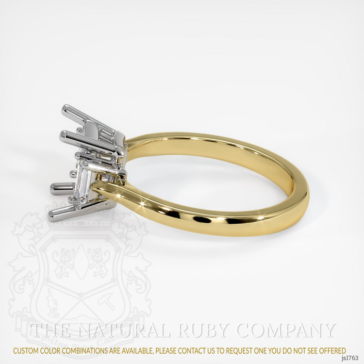 14K White & Yellow Three Stone Ring Setting