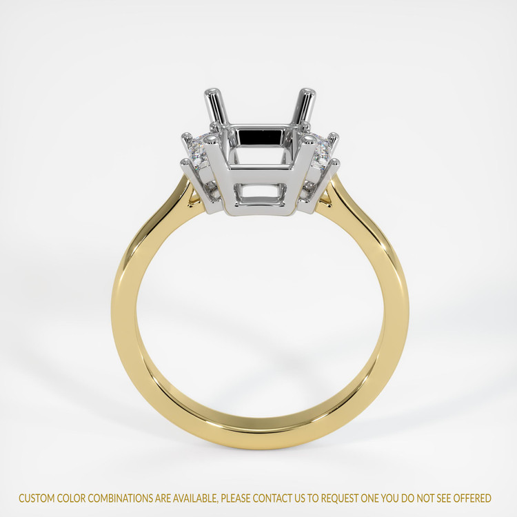 14K White & Yellow Three Stone Ring Setting