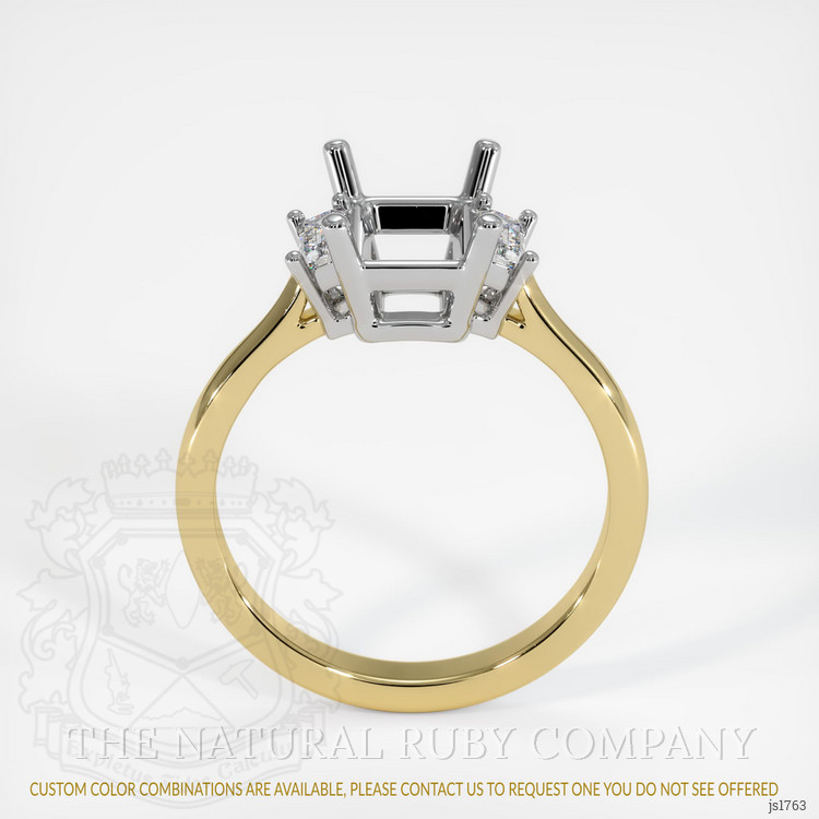 14K White & Yellow Three Stone Ring Setting