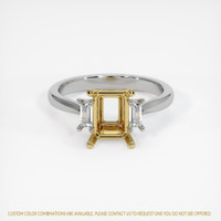 14K Yellow & White Three Stone Ring Setting Image