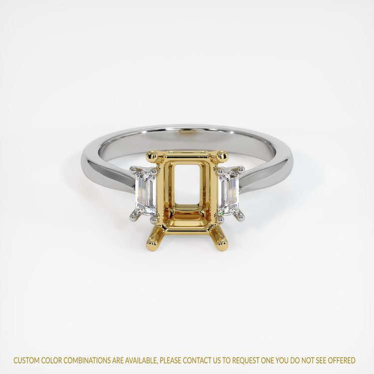 14K Yellow & White Three Stone Ring Setting