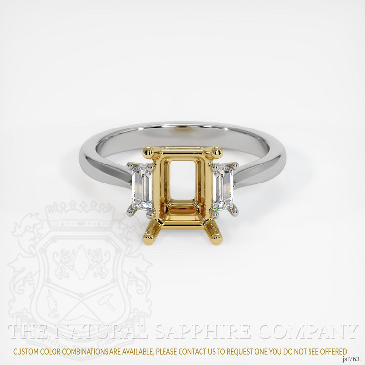 14K Yellow & White Three Stone Ring Setting