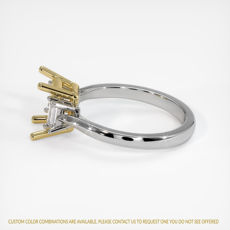 14K Yellow & White Three Stone Ring Setting