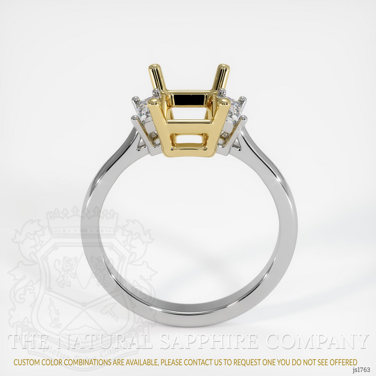 14K Yellow & White Three Stone Ring Setting