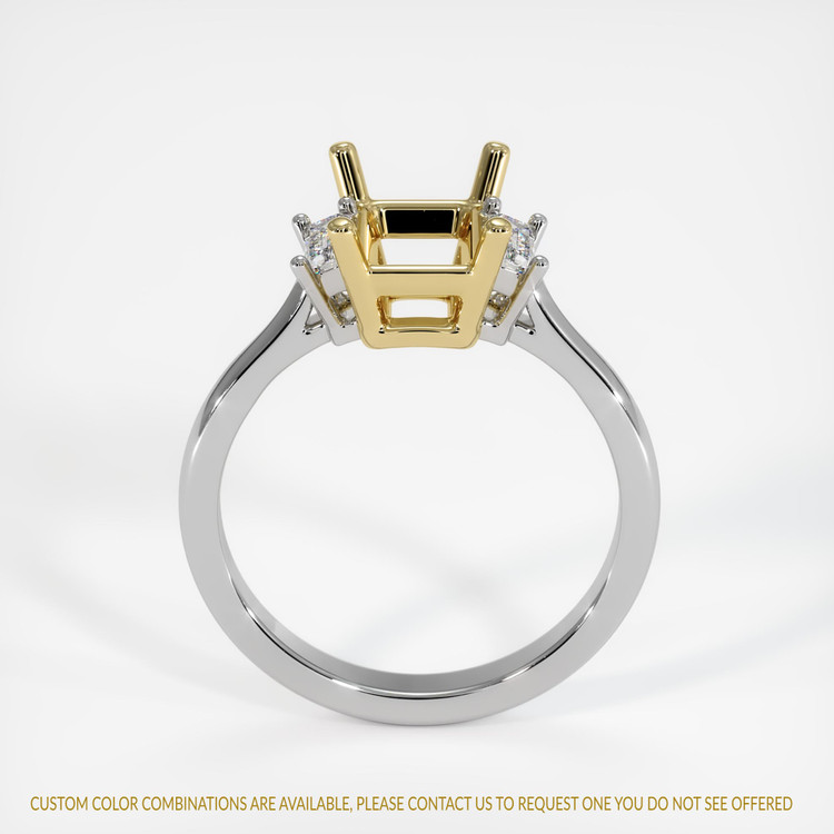 14K Yellow & White Three Stone Ring Setting