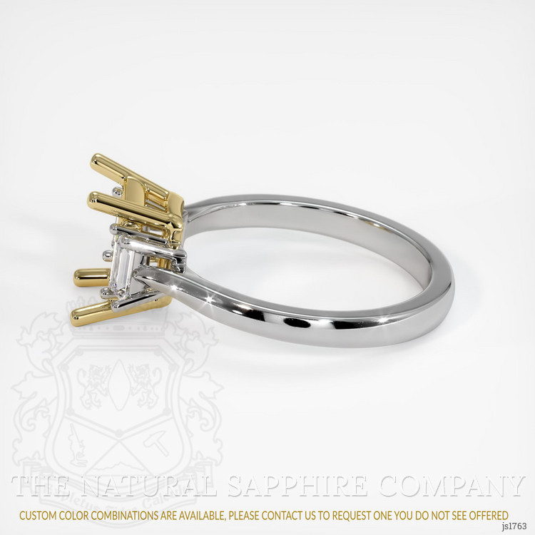 18K Yellow & White Three Stone Ring Setting