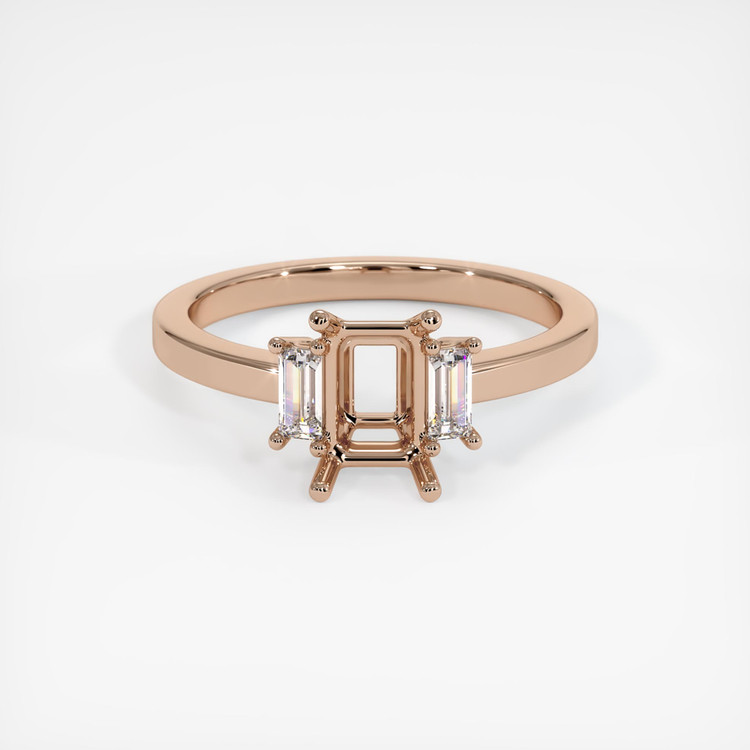 14K Rose Gold Three Stone Ring Setting