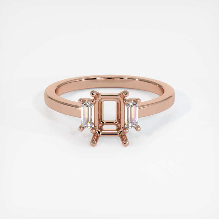 14K Rose Gold Three Stone Ring Setting