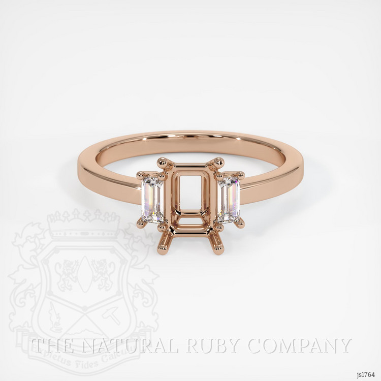 14K Rose Gold Three Stone Ring Setting