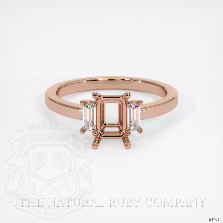 14K Rose Gold Three Stone Ring Setting