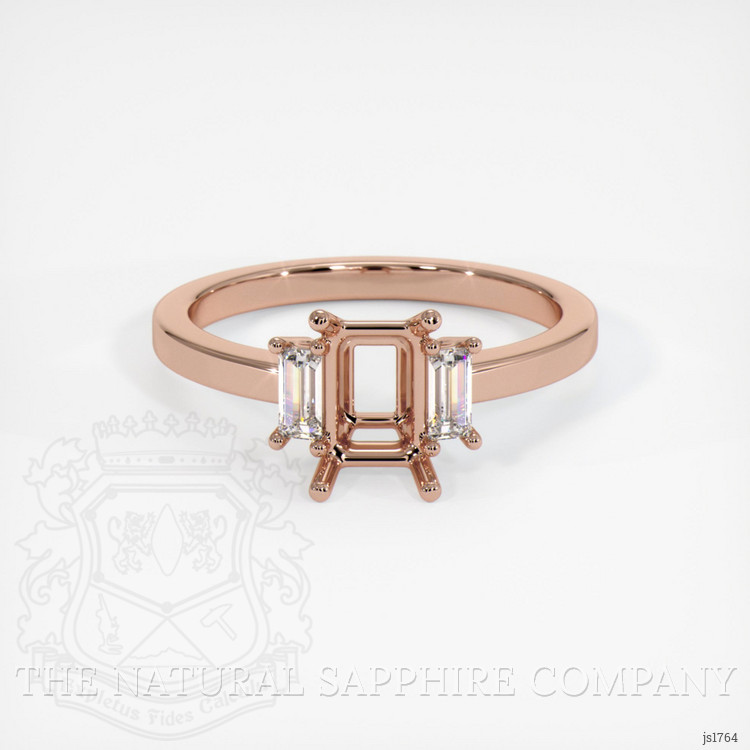 14K Rose Gold Three Stone Ring Setting