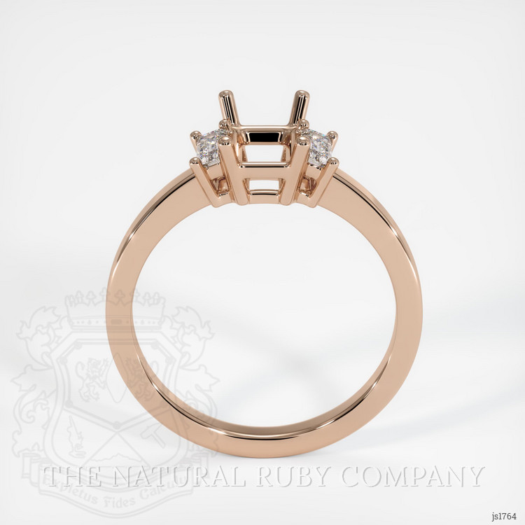 14K Rose Gold Three Stone Ring Setting
