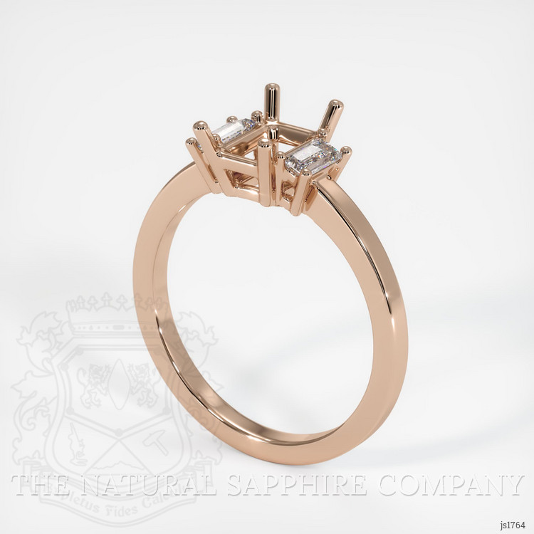 18K Rose Gold Three Stone Ring Setting