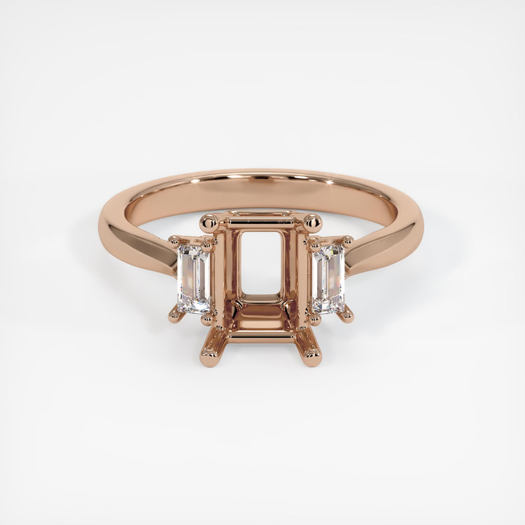 18K Rose Gold Three Stone Ring Setting