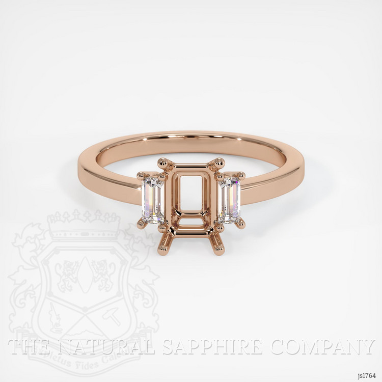 18K Rose Gold Three Stone Ring Setting