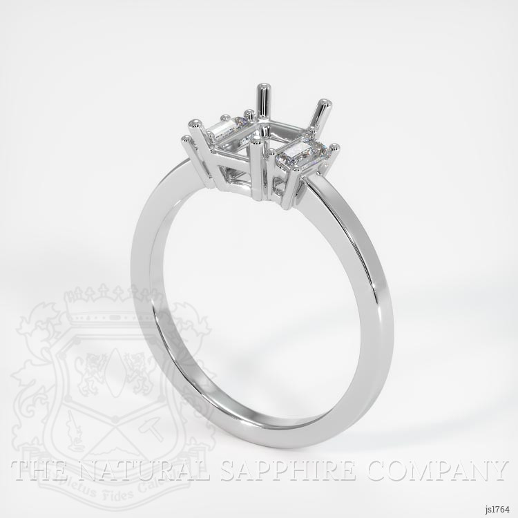 14K White Gold Three Stone Ring Setting