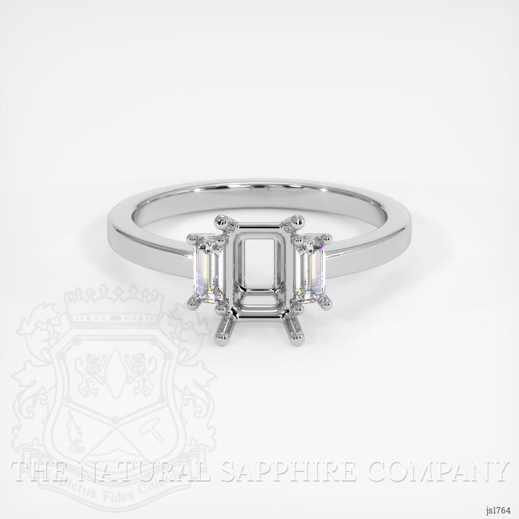 14K White Gold Three Stone Ring Setting
