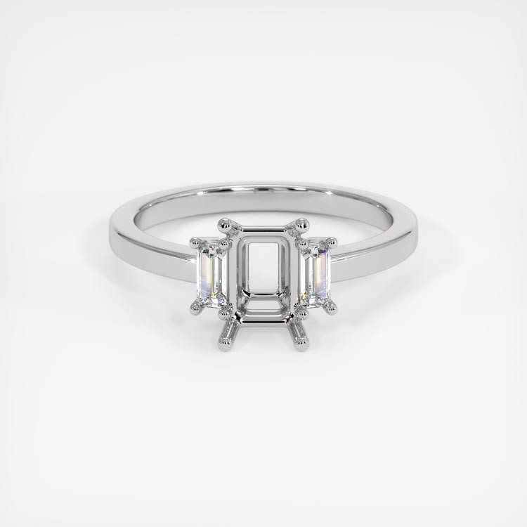 14K White Gold Three Stone Ring Setting