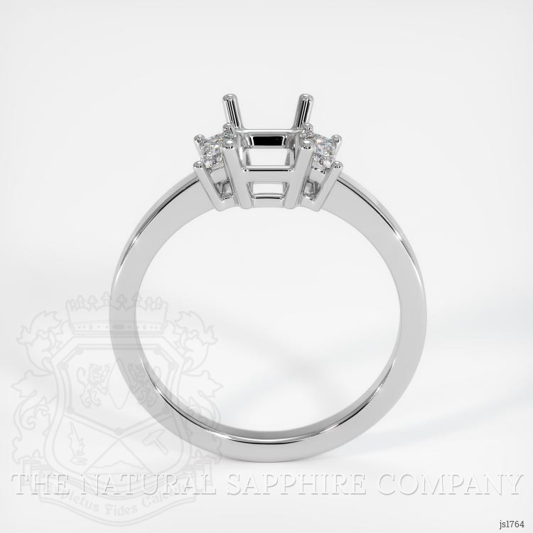 14K White Gold Three Stone Ring Setting