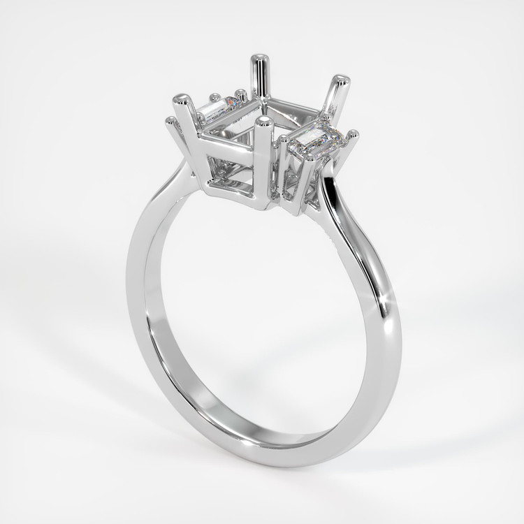 18K White Gold Three Stone Ring Setting