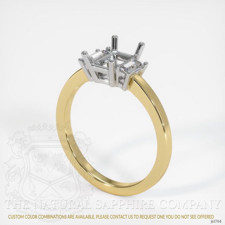 14K White & Yellow Three Stone Ring Setting