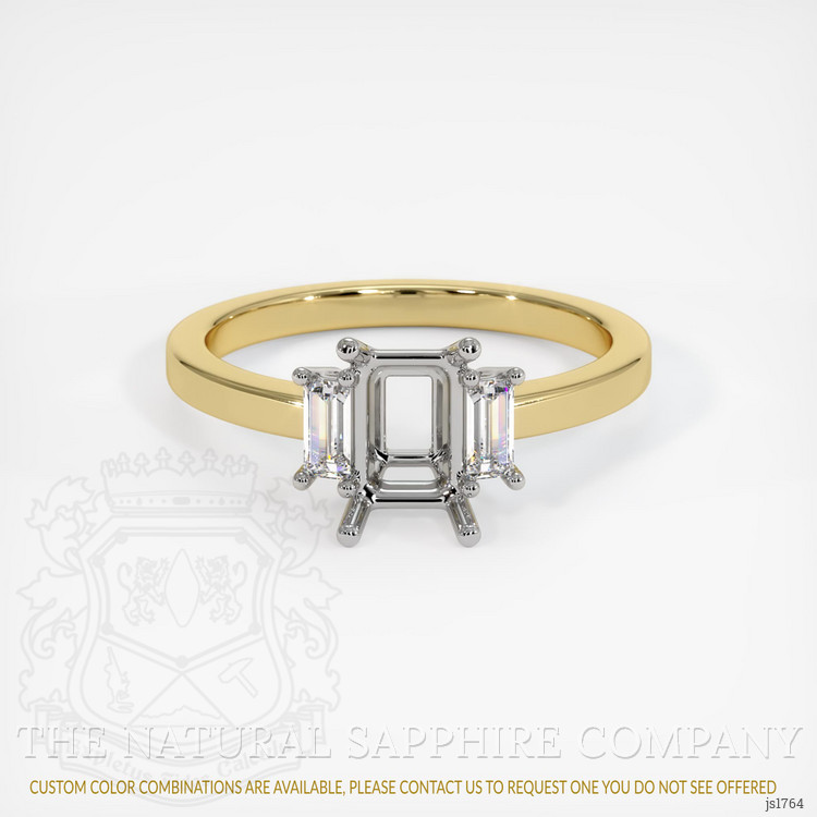 14K White & Yellow Three Stone Ring Setting