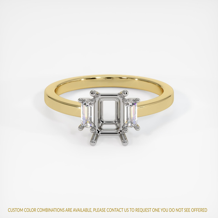 14K White & Yellow Three Stone Ring Setting