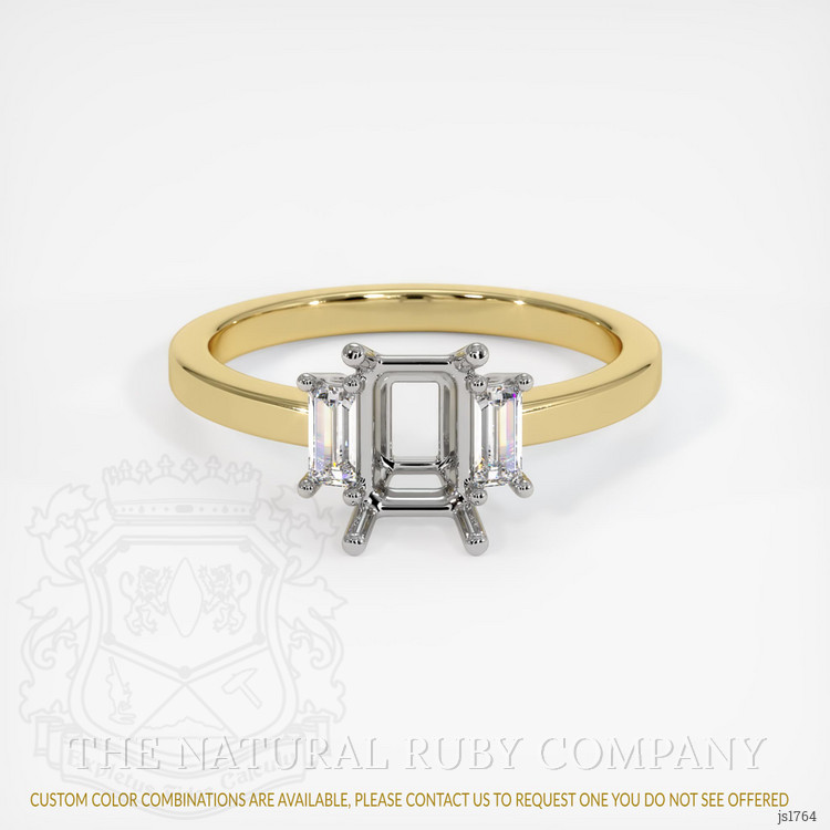 14K White & Yellow Three Stone Ring Setting