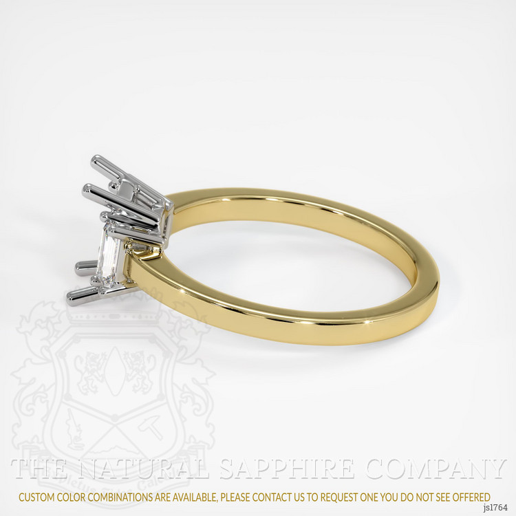 14K White & Yellow Three Stone Ring Setting