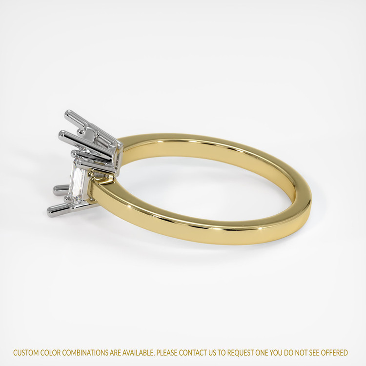 14K White & Yellow Three Stone Ring Setting