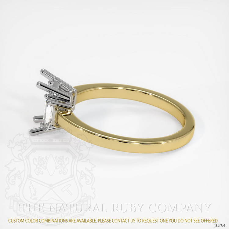 14K White & Yellow Three Stone Ring Setting