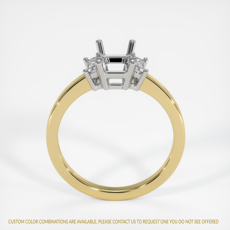 14K White & Yellow Three Stone Ring Setting