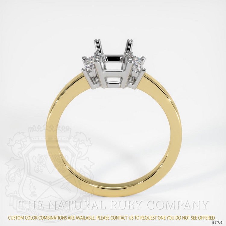 14K White & Yellow Three Stone Ring Setting