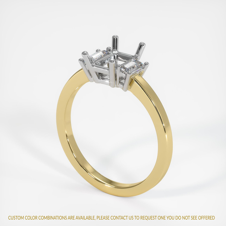 18K White & Yellow Three Stone Ring Setting