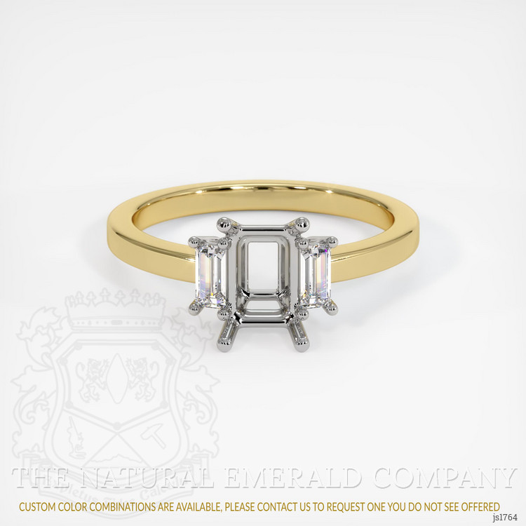 18K White & Yellow Three Stone Ring Setting