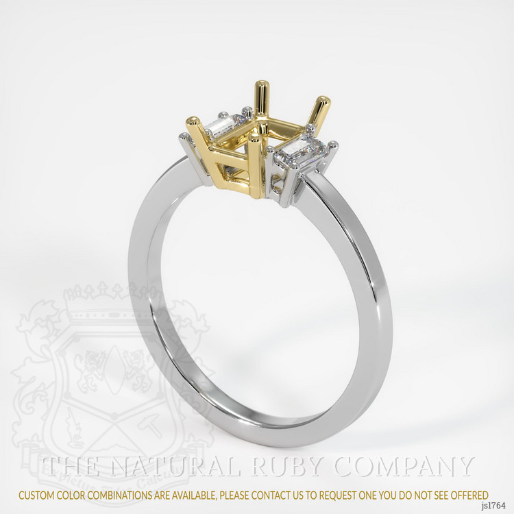 14K Yellow & White Three Stone Ring Setting