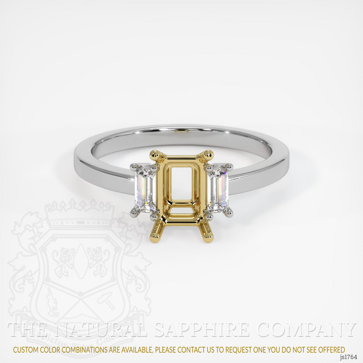 14K Yellow & White Three Stone Ring Setting