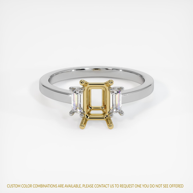 14K Yellow & White Three Stone Ring Setting