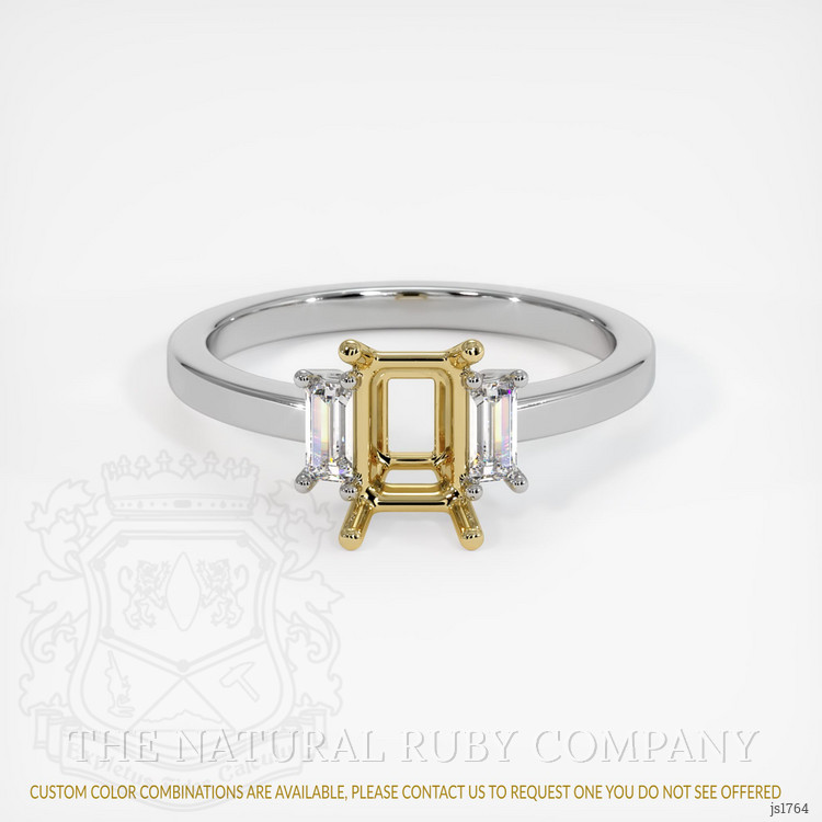 14K Yellow & White Three Stone Ring Setting