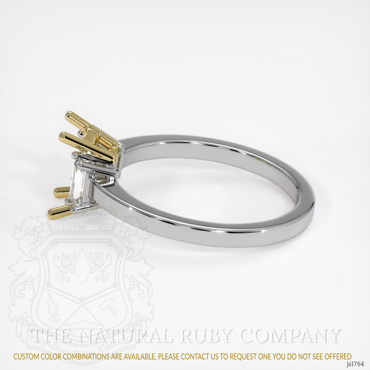 14K Yellow & White Three Stone Ring Setting