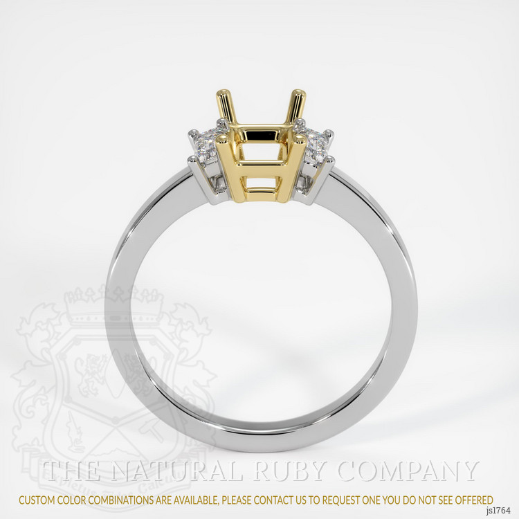 14K Yellow & White Three Stone Ring Setting