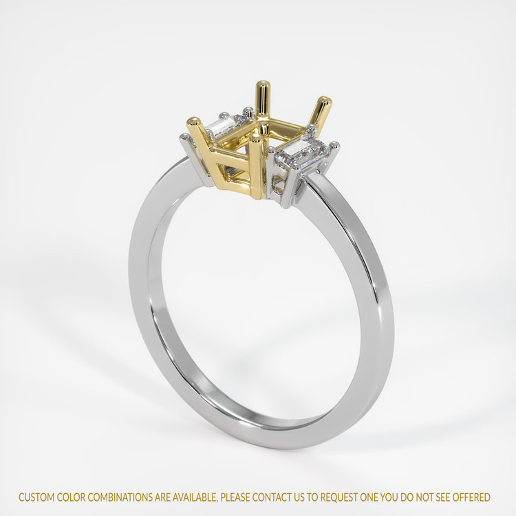 18K Yellow & White Three Stone Ring Setting