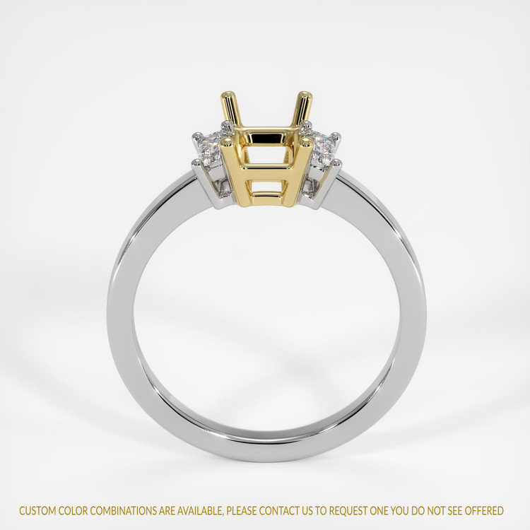 18K Yellow & White Three Stone Ring Setting